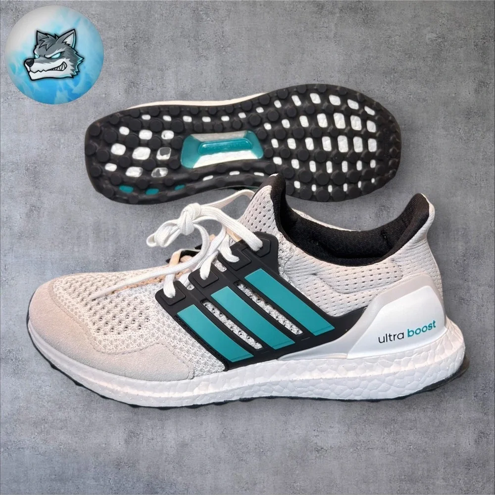 Adidas UltraBoost 1.0 White Pure Teal Grey Mens 9 Running Shoes JQ0823 New